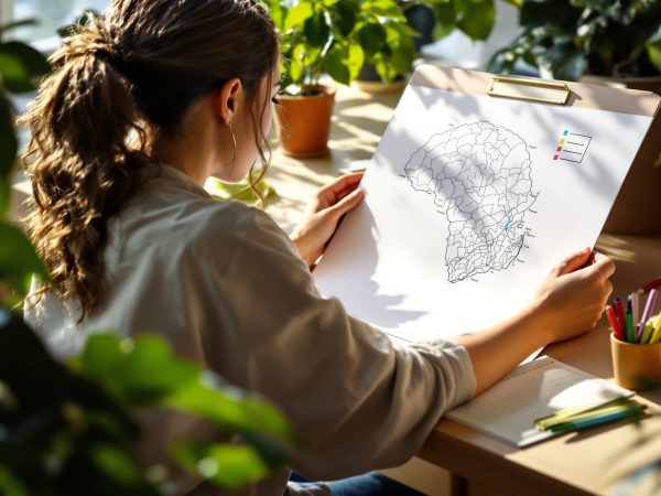 Bureau créatif avec carte mentale