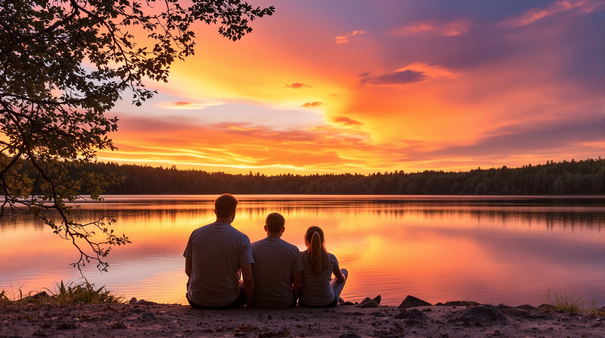 Couple-lac-coucher-soleil